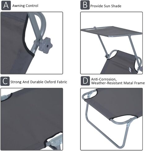 Folding Lounge Chairs, Oxford Beach Chair Gray in Saudi Arabia