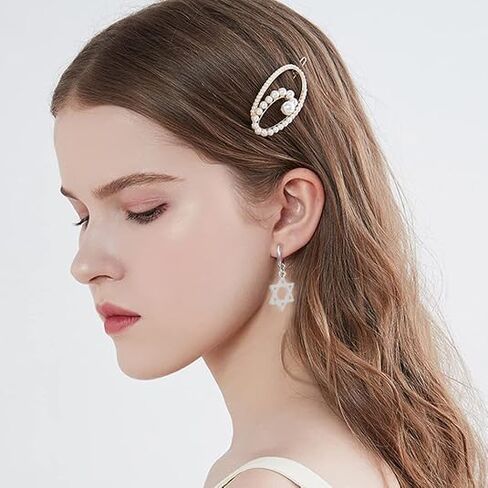 3 Pairs Set Stainless Steel Star of David Cross Hinged Hoop Earrings for Women Men in Kuwait