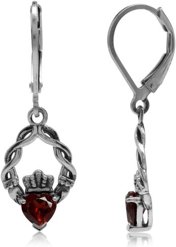 Silvershake أصلي شكل قلب الأحجار الكريمة قلادة الأيرلندية Claddagh مع قلادة سلسلة 18 بوصة in Saudi Arabia