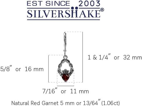 Silvershake أصلي شكل قلب الأحجار الكريمة قلادة الأيرلندية Claddagh مع قلادة سلسلة 18 بوصة in Saudi Arabia