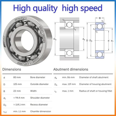 1PCS Bearing 6016 6016-2RS 6016-2Z 6016-2ZN 6016NR 6016-2RSNR Deep Groove Ball Bearing(6016N-2RSC3) in Saudi Arabia