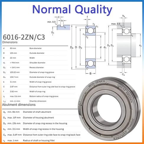 1PCS Bearing 6016 6016-2RS 6016-2Z 6016-2ZN 6016NR 6016-2RSNR Deep Groove Ball Bearing(6016N-2RSC3) in Saudi Arabia