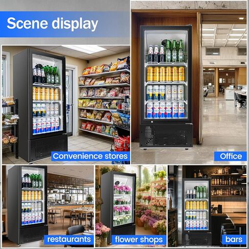 6.5 Cu.Ft Commercial Beverage Refrigerator Glass Door Upright Drink Cooler Display Fridge with Adjustable Shelves and LED Light for Restaurant Bar Store Office in Kuwait