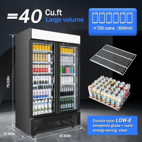 6.5 Cu.ft Beverage Beverage Beverage Door Glass Door مستقيم مع عرض ثلاجة مع أرفف قابلة للتعديل وضوء LED لمكتب متجر مطعم Store Store in Saudi Arabia