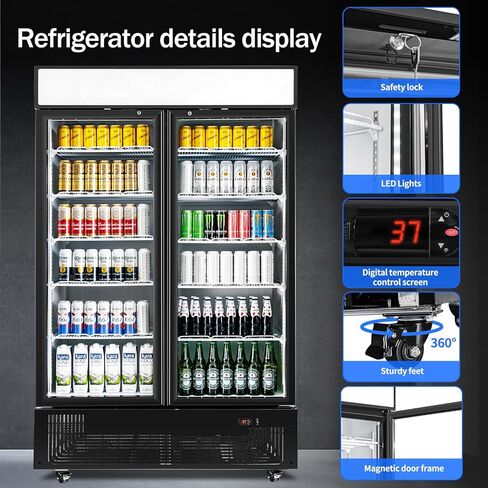 6.5 Cu.ft Beverage Beverage Beverage Door Glass Door مستقيم مع عرض ثلاجة مع أرفف قابلة للتعديل وضوء LED لمكتب متجر مطعم Store Store in Saudi Arabia