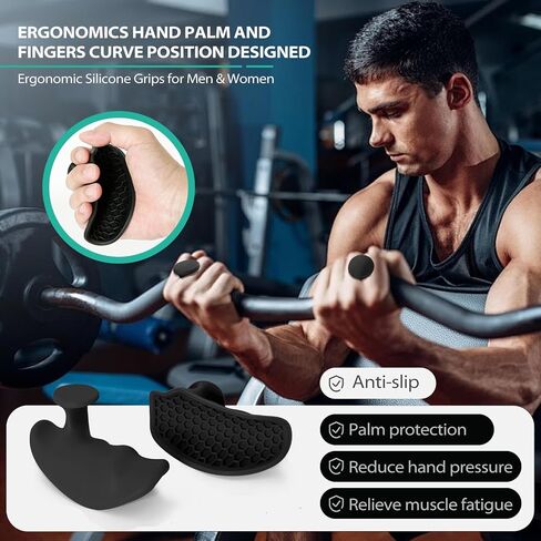 Ergonomic Rubber Gym Grips for Men & Women – Anti-Slip Fingerless Workout Gloves for Weight Lifting, Deadlifts, Pull-Ups, Rows, Barbell, Dumbbell, Palm Protectors for Gym Training in Saudi Arabia