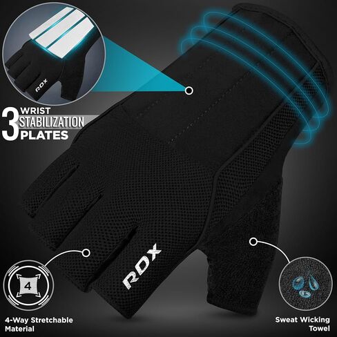 RDX Workout Gloves, 15-Inch Long Support Strap Anti Slip Palm Protection with 3 Wrist Alignment Plates, Powerlifting Deadlifting Bodybuilding Gym Fitness, Weight Lifting Exercise Training, Men Women in Saudi Arabia