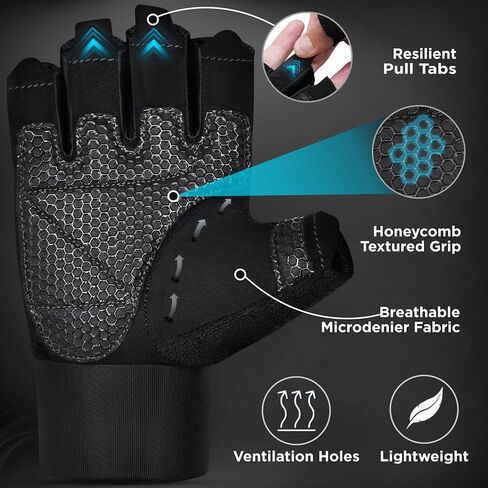 RDX Workout Gloves, 15-Inch Long Support Strap Anti Slip Palm Protection with 3 Wrist Alignment Plates, Powerlifting Deadlifting Bodybuilding Gym Fitness, Weight Lifting Exercise Training, Men Women in Saudi Arabia