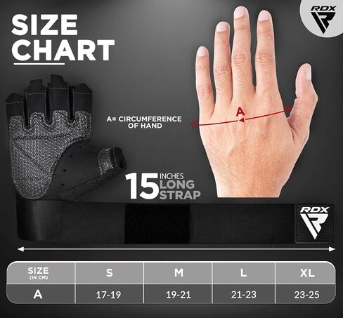 RDX Workout Gloves, 15-Inch Long Support Strap Anti Slip Palm Protection with 3 Wrist Alignment Plates, Powerlifting Deadlifting Bodybuilding Gym Fitness, Weight Lifting Exercise Training, Men Women in Saudi Arabia