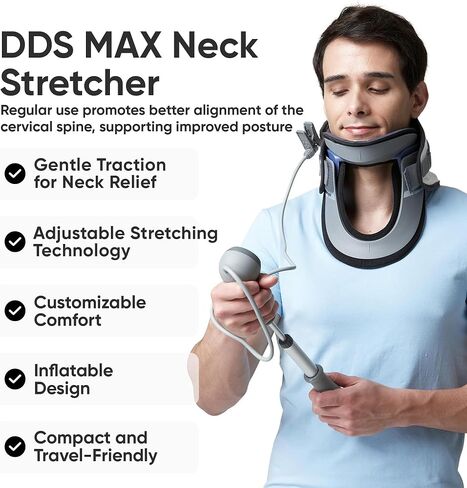 DDS ، Inc. Max Grad Twlar Reck Brace لتقليل الانزعاج ، وأجهزة إزالة الضغط على الرقبة للأعصاب المقرصنة ، ونقالة ، ودعم هواء ، ومحاذاة للعمود الفقري الرحم (13 "-16.5") in Saudi Arabia