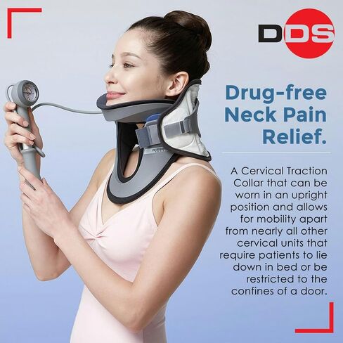 DDS ، Inc. Max Grad Twlar Reck Brace لتقليل الانزعاج ، وأجهزة إزالة الضغط على الرقبة للأعصاب المقرصنة ، ونقالة ، ودعم هواء ، ومحاذاة للعمود الفقري الرحم (13 "-16.5") in Saudi Arabia