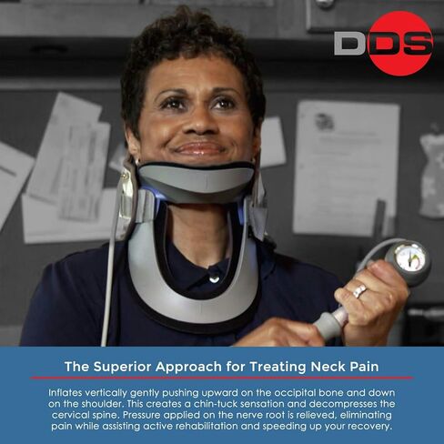 DDS ، Inc. Max Grad Twlar Reck Brace لتقليل الانزعاج ، وأجهزة إزالة الضغط على الرقبة للأعصاب المقرصنة ، ونقالة ، ودعم هواء ، ومحاذاة للعمود الفقري الرحم (13 "-16.5") in Saudi Arabia