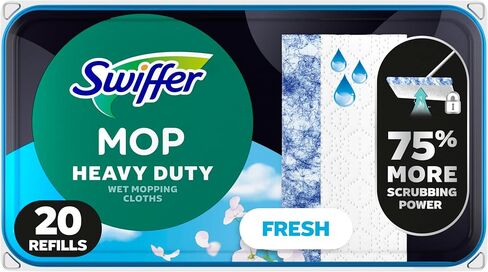 Swiffer Sweep + Mop, Wet Pads Refill, Floor Cleaner, Cleaning Cloths, Heavy Duty, Fresh, 20ct in Saudi Arabia