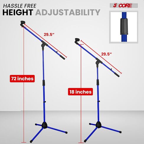 5 Core Tripod Mic Stand Floor 2Pcs ارتفاع قابل للتعديل 18-72 "حامل الذراع بوم متينة حامل ميكروفون زوج قاس الفقرة Microfono للغناء - MS 080 2pcs in Saudi Arabia