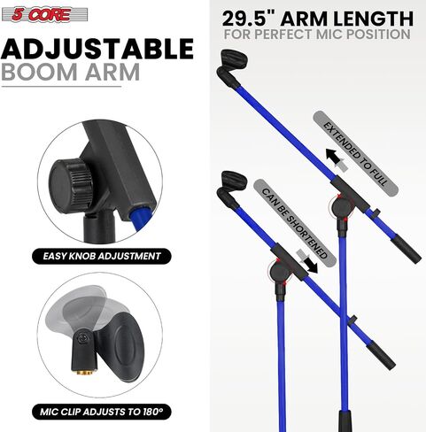 5 Core Tripod Mic Stand Floor 2Pcs ارتفاع قابل للتعديل 18-72 "حامل الذراع بوم متينة حامل ميكروفون زوج قاس الفقرة Microfono للغناء - MS 080 2pcs in Saudi Arabia