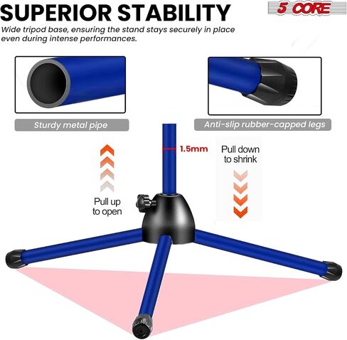 5 Core Tripod Mic Stand Floor 2Pcs ارتفاع قابل للتعديل 18-72 "حامل الذراع بوم متينة حامل ميكروفون زوج قاس الفقرة Microfono للغناء - MS 080 2pcs in Saudi Arabia
