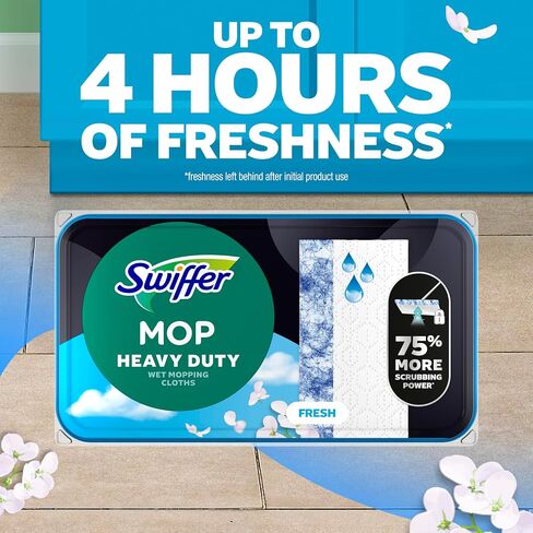 Swiffer Sweep + Mop, Wet Pads Refill, Floor Cleaner, Cleaning Cloths, Heavy Duty, Fresh, 20ct in Saudi Arabia