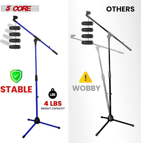 5 Core Tripod Mic Stand Floor 2Pcs ارتفاع قابل للتعديل 18-72 "حامل الذراع بوم متينة حامل ميكروفون زوج قاس الفقرة Microfono للغناء - MS 080 2pcs in Saudi Arabia