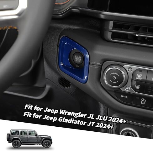 Jimen Compatible with Jeep Wrangler JL Unlimited & Gladiator JT 2024-2025, Engine Start Stop Switch Button Cover Trim (Silver) in Saudi Arabia