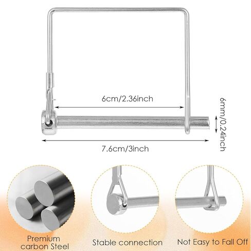 40 Pcs Square Coupler Pin 1/4 Inch Safety Shaft Locking Pin Wire Trailer Pin Carbon Steel Trailer Hitch for Farm Lawn Garden PTO Garden in Saudi Arabia