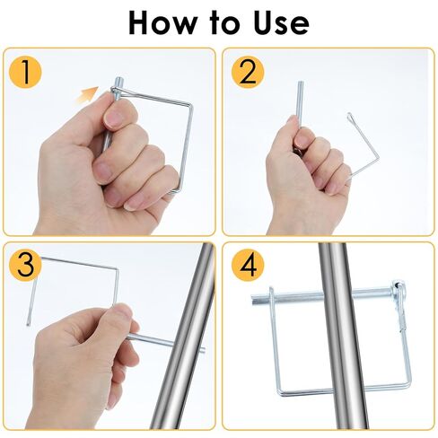 40 Pcs Square Coupler Pin 1/4 Inch Safety Shaft Locking Pin Wire Trailer Pin Carbon Steel Trailer Hitch for Farm Lawn Garden PTO Garden in Saudi Arabia