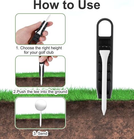Setter Golf Tee Height Setter ، 3 PCS Precision Golf Tee Elevator مع 6 إعدادات ، أداة تدريب لإكسسوارات التأرجح المتسقة (أسود) in Saudi Arabia