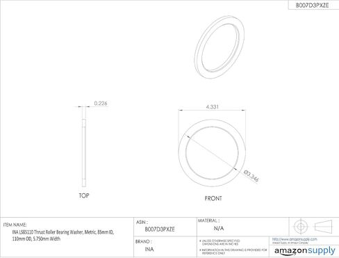INA LS85110 THRUST ROLING WASHER ، METRIC ، 85 مم معرف ، 110 مم OD ، عرض 5.750 مم in Saudi Arabia
