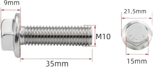 M10X1.5-35mm Stainless Steel Flanged Hexagon Bolt, Flanged Bolt, Hexagon Head Exhaust Manifold Hardware Kit (8 Pack) in Saudi Arabia