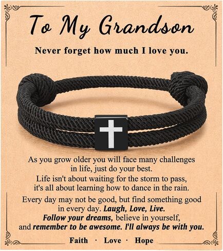 UNGENT THEM Adjustable Cross Bracelet for Son Graduation Valentines Day Christmas Christian Gifts for Boys Teens in Saudi Arabia