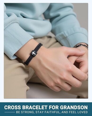 UNGENT THEM Adjustable Cross Bracelet for Son Graduation Valentines Day Christmas Christian Gifts for Boys Teens in Saudi Arabia