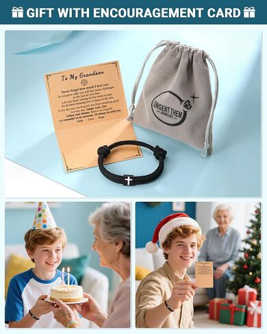UNGENT THEM Adjustable Cross Bracelet for Son Graduation Valentines Day Christmas Christian Gifts for Boys Teens in Saudi Arabia