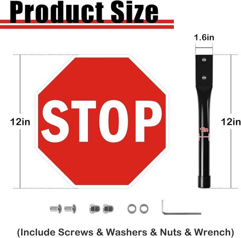 Stop Slow Sign with Metal Handle,12 x 12 inches Double Sided Stop Slow Sign, Light Weight Steel Hand Held Traffic Reflective Aluminum Crossing Guard Stop Sign, Easy to Mount in Kuwait