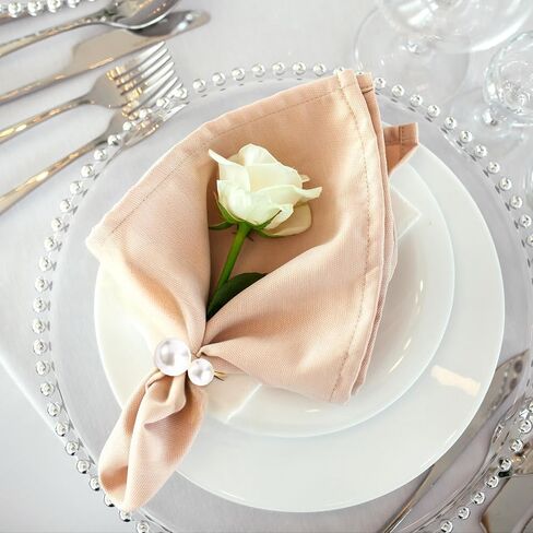 50 Pcs Pearl Napkin Rings, Gold Napkin Ring Holders Elegant Delicate Serviette Ring Buckle for Wedding Gathering Birthday Banquet Party Business Dinner Formal or Casual Dining Table Decor in Saudi Arabia