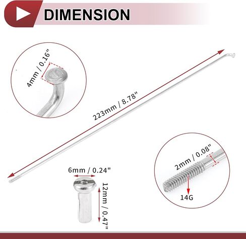 12 مجموعة متحدثة 14G دراجة 223 مم متحدث عجلة الدراجة 304 نغمة الفولاذ المقاوم للصدأ in Saudi Arabia