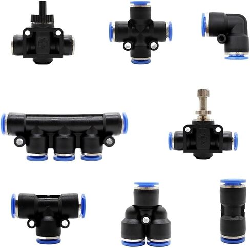 Pneumatic joint pipe joint air quick insertion hose plastic joint 4mm 6mm 8mm 10mm 12mm 14mm PU PY PK PE PV SA 10 pack(HVFF (10PCS),OD 6MM) in Saudi Arabia
