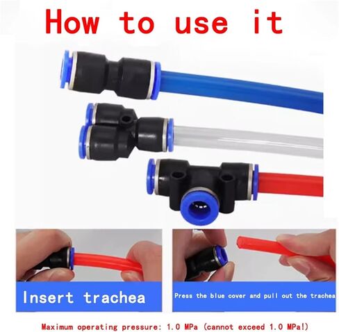 Pneumatic joint pipe joint air quick insertion hose plastic joint 4mm 6mm 8mm 10mm 12mm 14mm PU PY PK PE PV SA 10 pack(HVFF (10PCS),OD 6MM) in Saudi Arabia