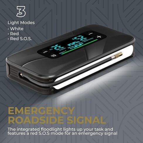 HALO Bolt Ultimate 3 Portable Car Battery Jump Starter | 130 PSI Air Compressor, 55.5Wh USB Power Bank, Large Display, Emergency Floodlight & Charger, Jumps Cars SUVs & Trucks, Inflates Tires — Green in Saudi Arabia