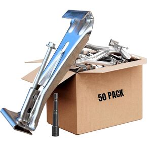 50 Pack Gutter Hangers 5 Inch Gutter Brackets with Bonus 6 Inch Drill Bit, Aluminum Hidden Gutter Clips Screws with Pre-Inserted Screw for Repairing Sagging Rain Gutters. in Saudi Arabia