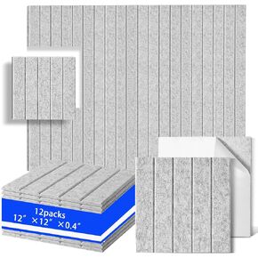 12 Pack Sound Proof Foam Panels for Walls 12"x12"x0.4", High Density Self Adhesive Acoustic Foam Panels, Soundproof Wall Panels for Recoding Studio Home Office in Saudi Arabia
