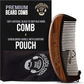 Beardilizer Beard Comb - 100% Natural Black Ox Buffalo Horn & Sandalwood Handle in Saudi Arabia