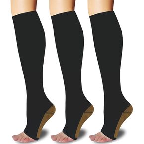 Open Toe Compression Socks 3Pairs Women Men Knee High for Circulation Support Toeless Compression Socks in Saudi Arabia