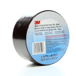 3M T967764B 764 Vinyl Tape, 5.0 mil, 36 yd. Length x 2" Width, Black in Kuwait