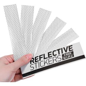 5 Pcs White Reflective Stickers, 1.25" x 6" Self Adhesive Reflective Sticker, Diamond Grade Reflector Tape, Safety Stickers for Bike Reflectors, Cars and Outdoor Use in Saudi Arabia