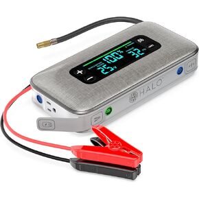 هالو بولت النهائي 3 محمولة بطارية بطارية القفز | 130 PSI Air Compressor ، 55.5WH USB Power Bank ، شاشة كبيرة ، أضواء طارئة وشاحن ، يقفز سيارات سيارات وشاحنات ، تضخيم الإطارات - الرمادي in Kuwait