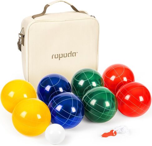 ropoda 107mm Bocce Ball Set Regulation Size and Weight with 8 Resin Bocce Balls, Resin Bocci Balls for Professional Tournament Competition, 60mm Pallino, Nine-Grid Shockproof Carrying Bag(2-8 Players) in Kuwait