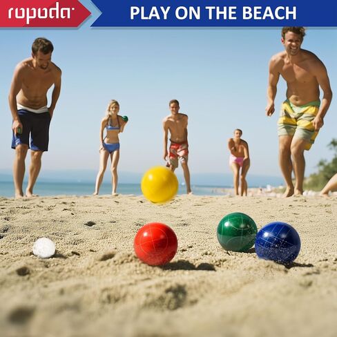 ropoda 107mm Bocce Ball Set Regulation Size and Weight with 8 Resin Bocce Balls, Resin Bocci Balls for Professional Tournament Competition, 60mm Pallino, Nine-Grid Shockproof Carrying Bag(2-8 Players) in Kuwait
