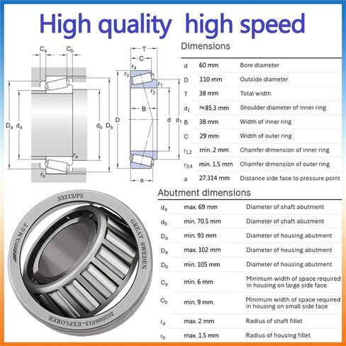 1Pcs Bearing 32309B 33212 Tapering Bearing(33212) in Saudi Arabia
