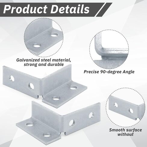 Zonon 4 Pcs 4 Hole 90 Degree Wing Shape Fittings, Left & Right Installation Wing Shape Ninety Degree Fitting Bracket for Use with 1/2" Bolts 1-5/8" Series Channels in Saudi Arabia