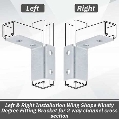 Zonon 4 Pcs 4 Hole 90 Degree Wing Shape Fittings, Left & Right Installation Wing Shape Ninety Degree Fitting Bracket for Use with 1/2" Bolts 1-5/8" Series Channels in Saudi Arabia