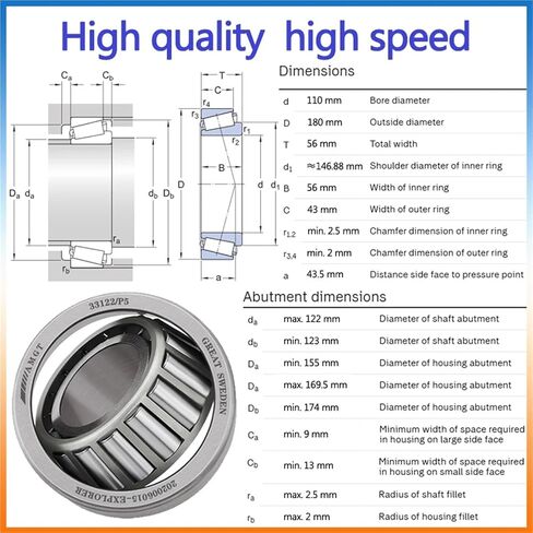 1Pcs Bearing 31318 33219 33122 Tapering Bearing(33122) in Kuwait